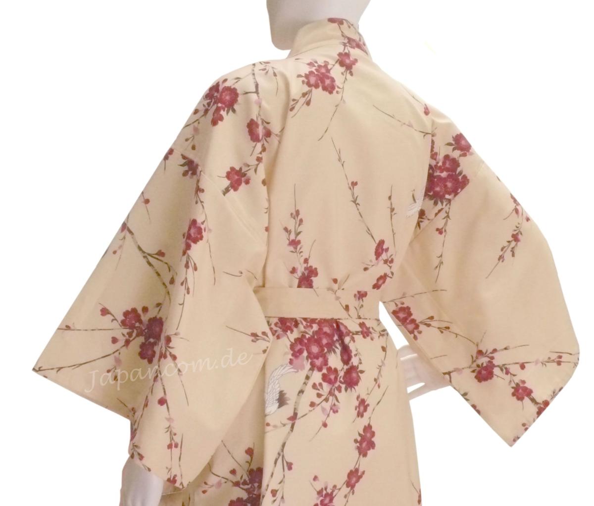 Kimono Bademantel Cherry Blossom beige gefüttert
