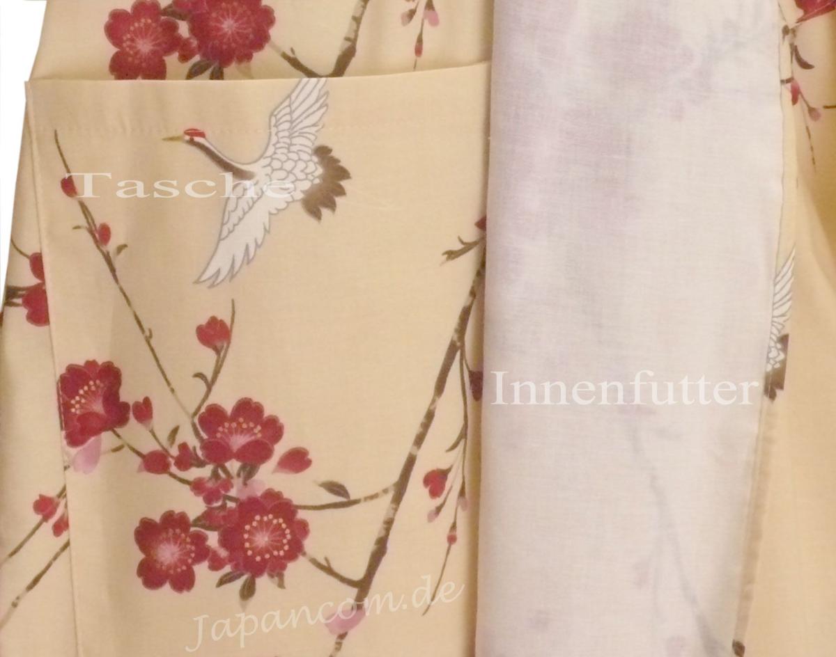 Kimono Bademantel Cherry Blossom beige gefüttert