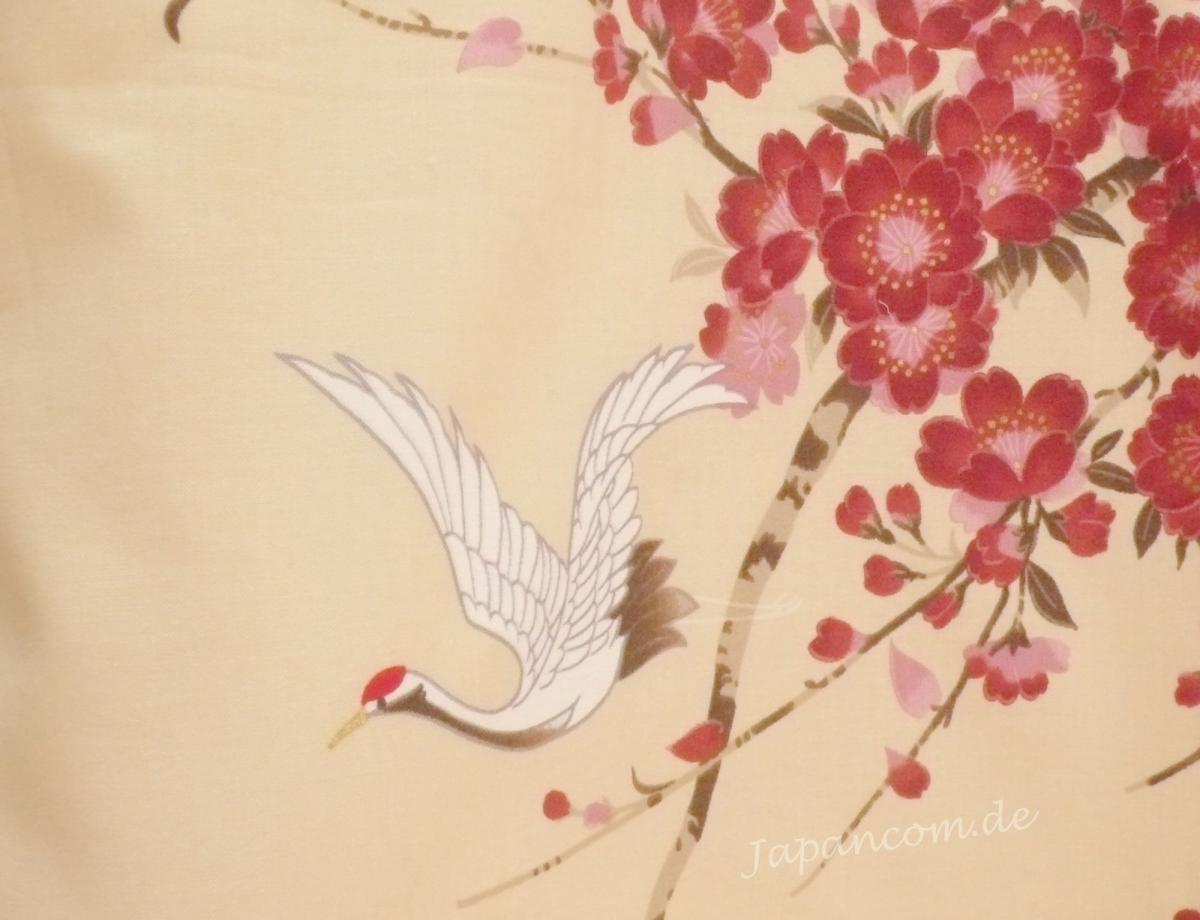 Kimono Bademantel Cherry Blossom beige gefüttert