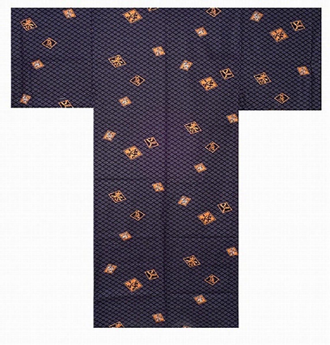 Herren Yukata Kimono Four Seasons schwarz lang