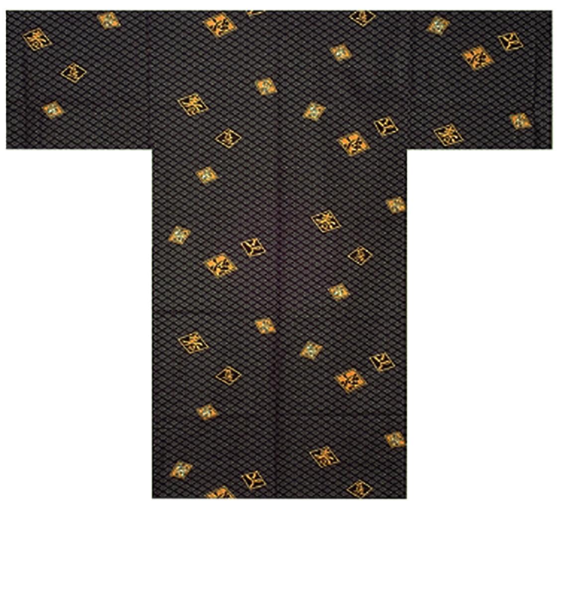 kurzer Herren Yukata Kimono Four Seasons schwarz
