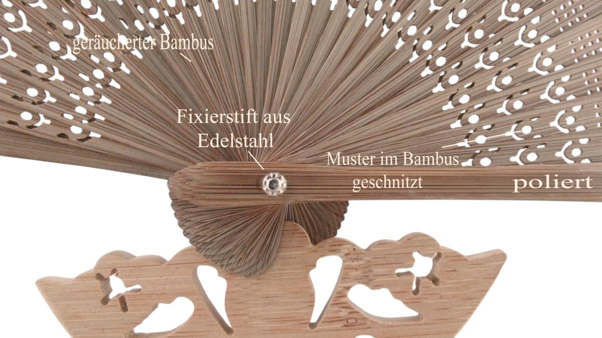 Detailansicht der Bambusstreben und des Metallstifts