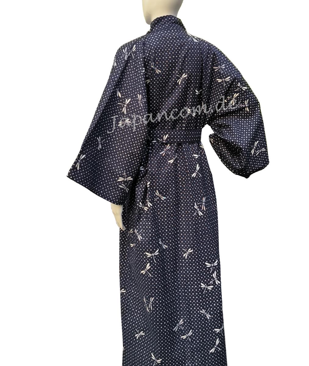 Gefütterter Damen Kimono Libelle blau vorne