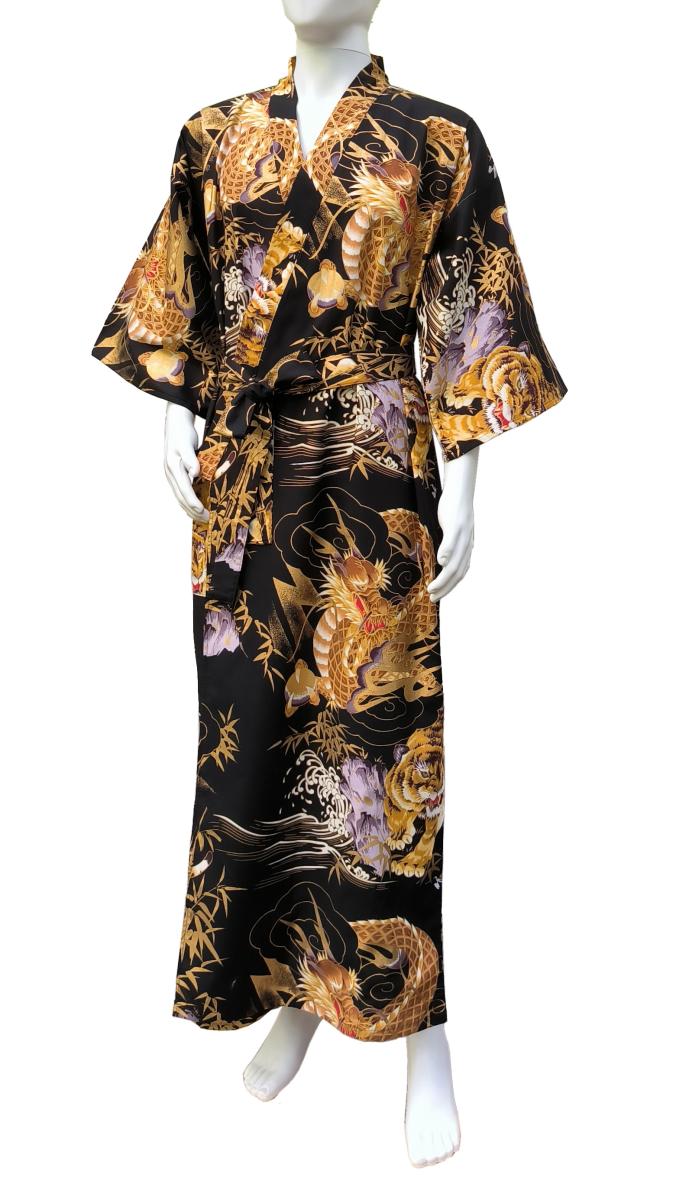 Gefütterter Herren Kimono Drachen Tiger