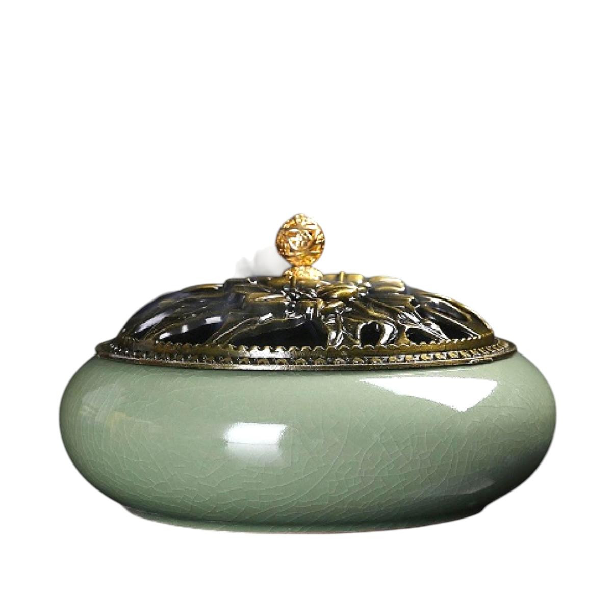 Großer Räucherstäbchenhalter Craquele Celadon grün