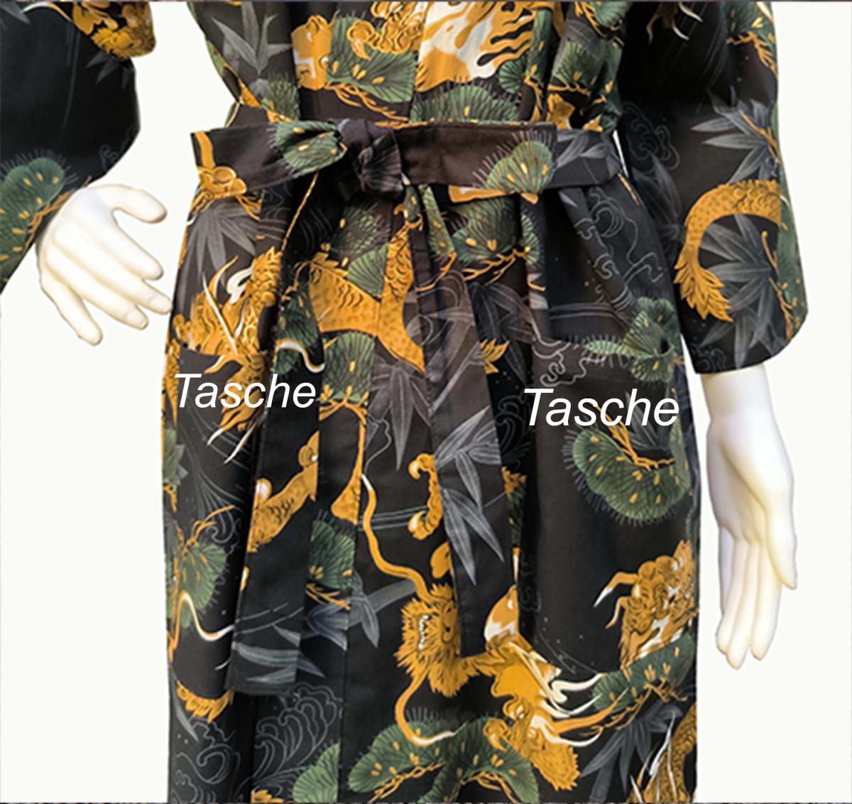 Knielanger Kimono Drachen Kiefer schwarz - Tasche