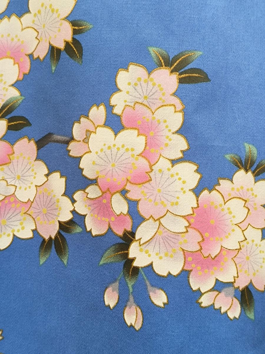 Happi Kimono Kirschblütenfest blau kurz
