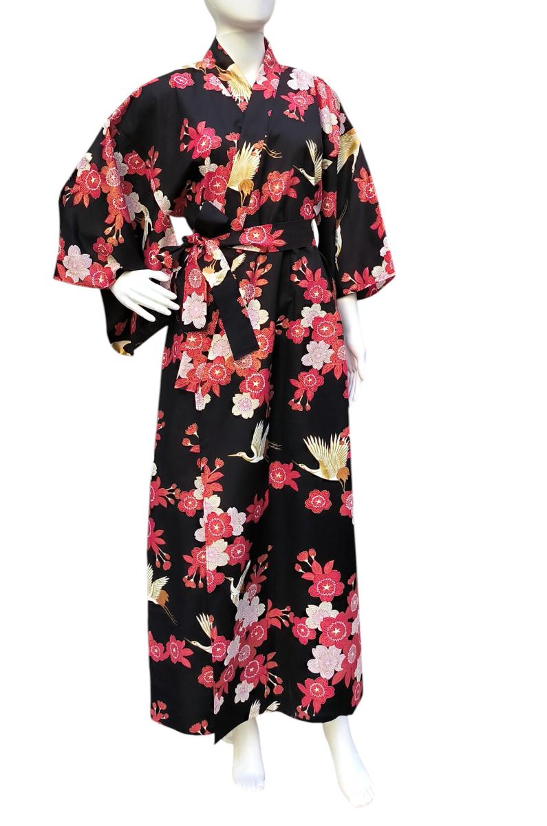 Original japanischer Kimono mit Kranichmotiv