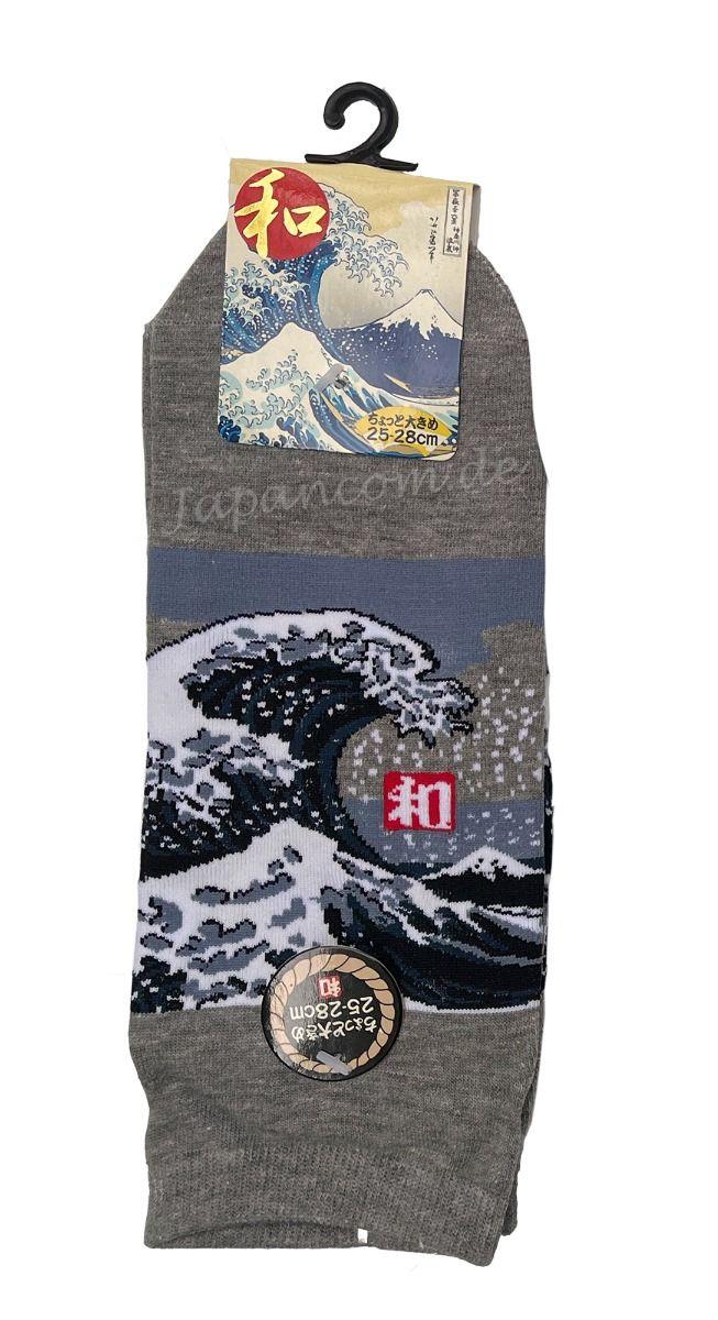 Baumwoll Sneaker Socken mit japanischer Welle nach Hokusai