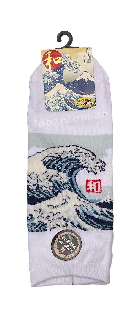 Kurze japanische Socken mit Die große Welle vor Kanagawa