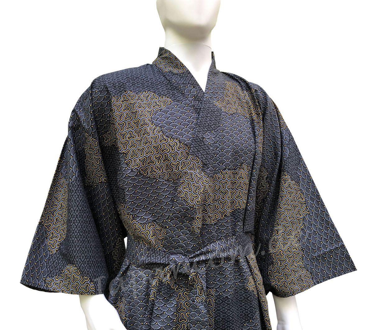 Herren Yukata Kimono Kumo schwarz