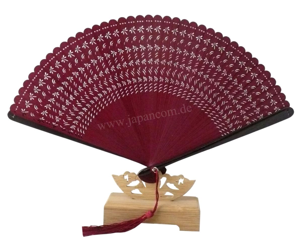 Fächer Bambus de Luxe Libelle, rot
