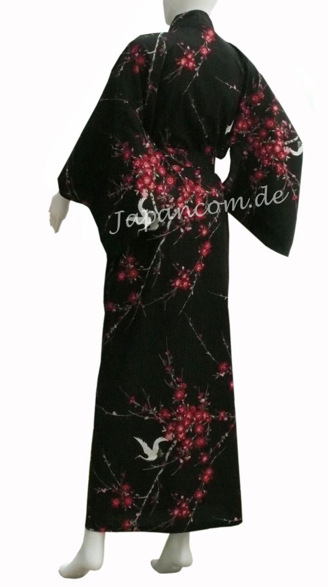 Damen Kimono Cherry Blossom schwarz extra weit