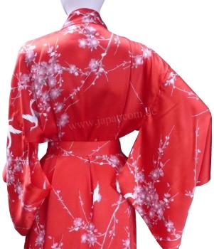 Damen Kimono Morgenmantel Cherry Blossom Seide rot