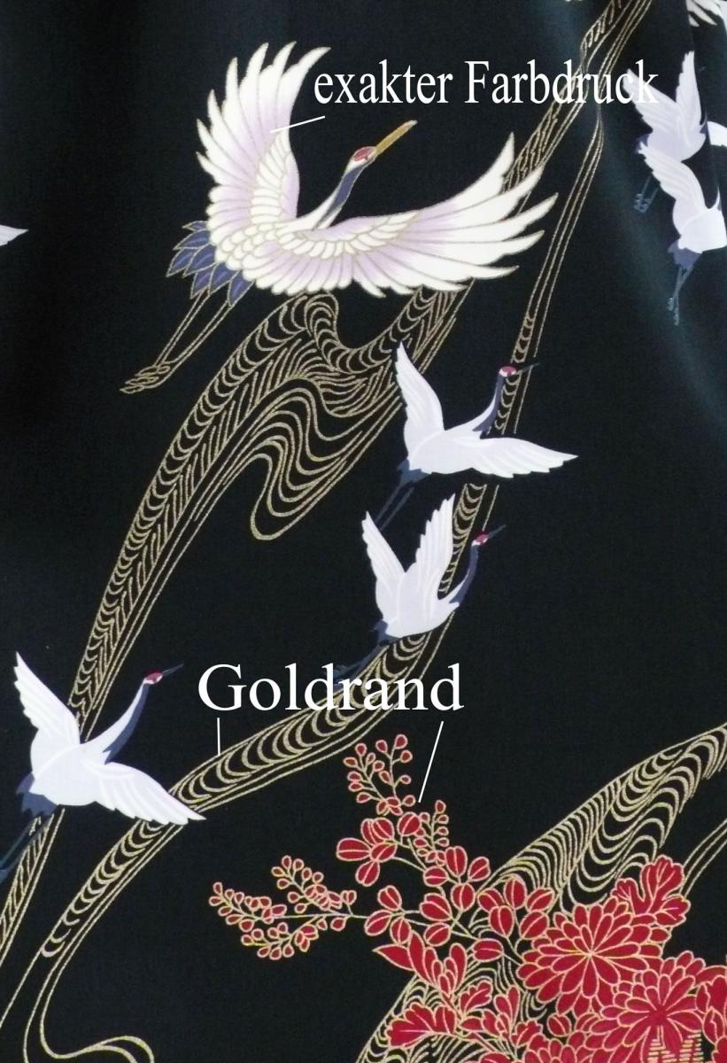 Damen Kimono Tsuru gefüttert schwarz