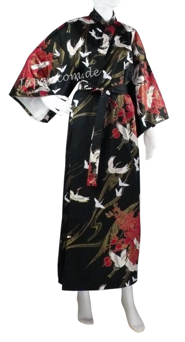 Damen Kimono Tsuru gefüttert schwarz