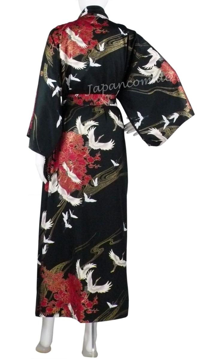 Damen Kimono Tsuru gefüttert schwarz