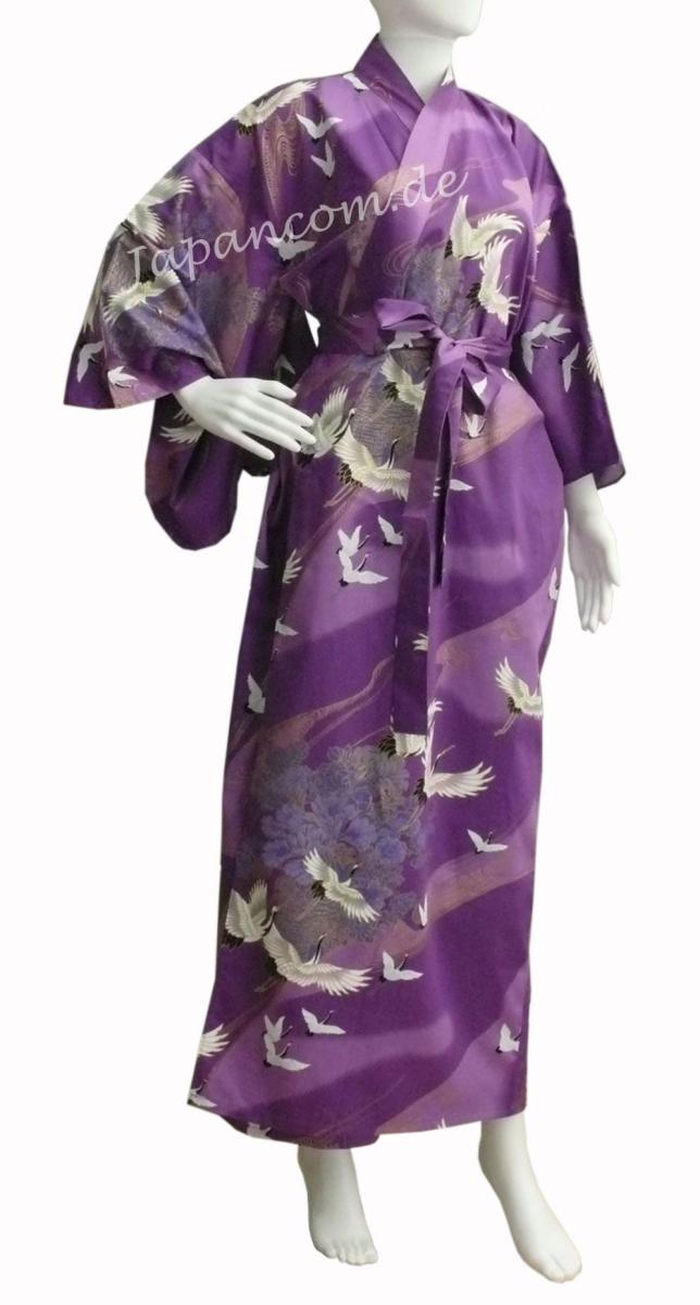 Damen Kimono Tsuru Kranich lila