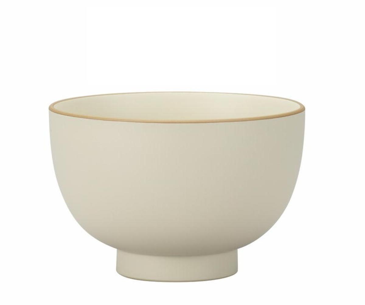 matte Lackschale Ivory mit Goldrand beige