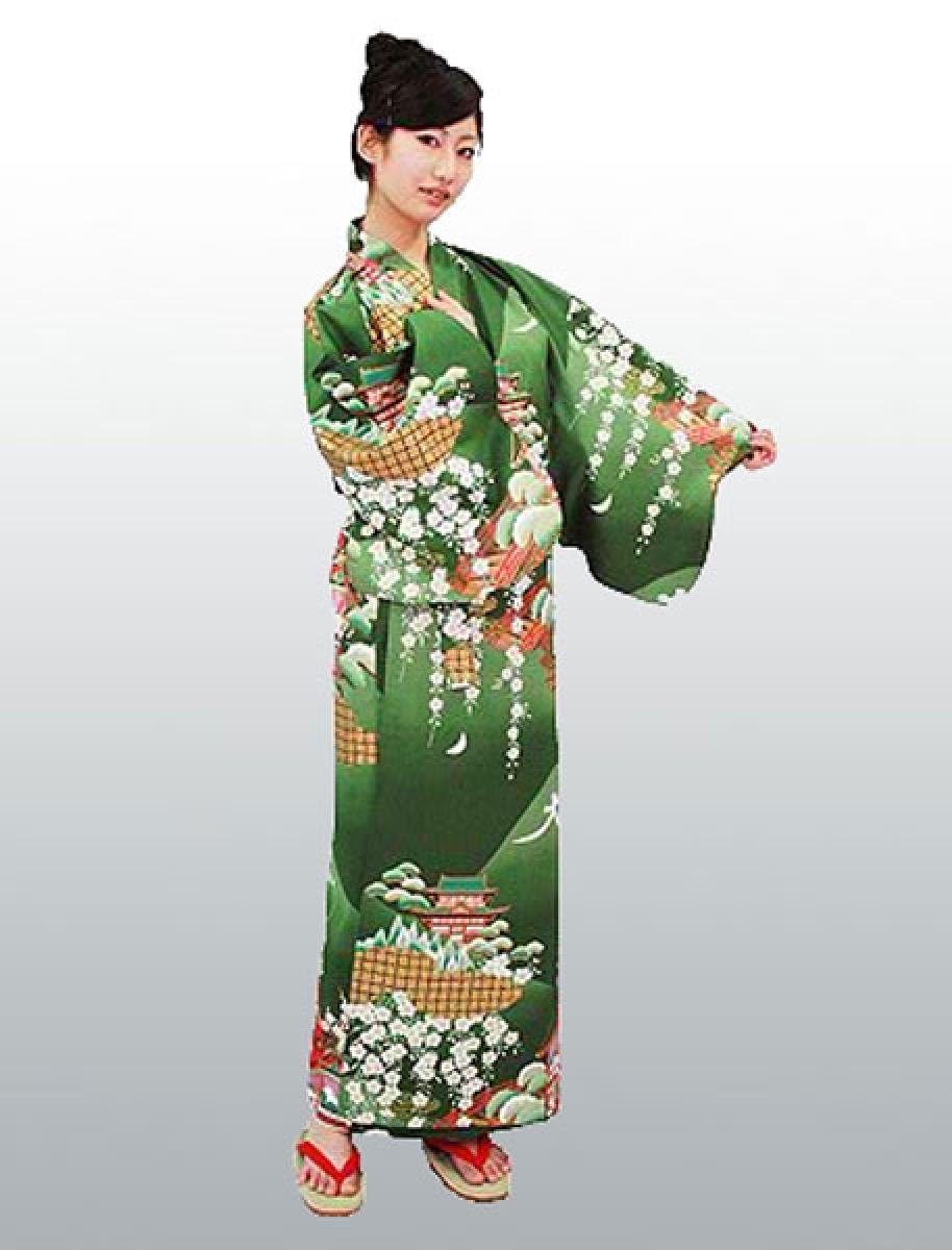 Damen Kimono Daimonji grün