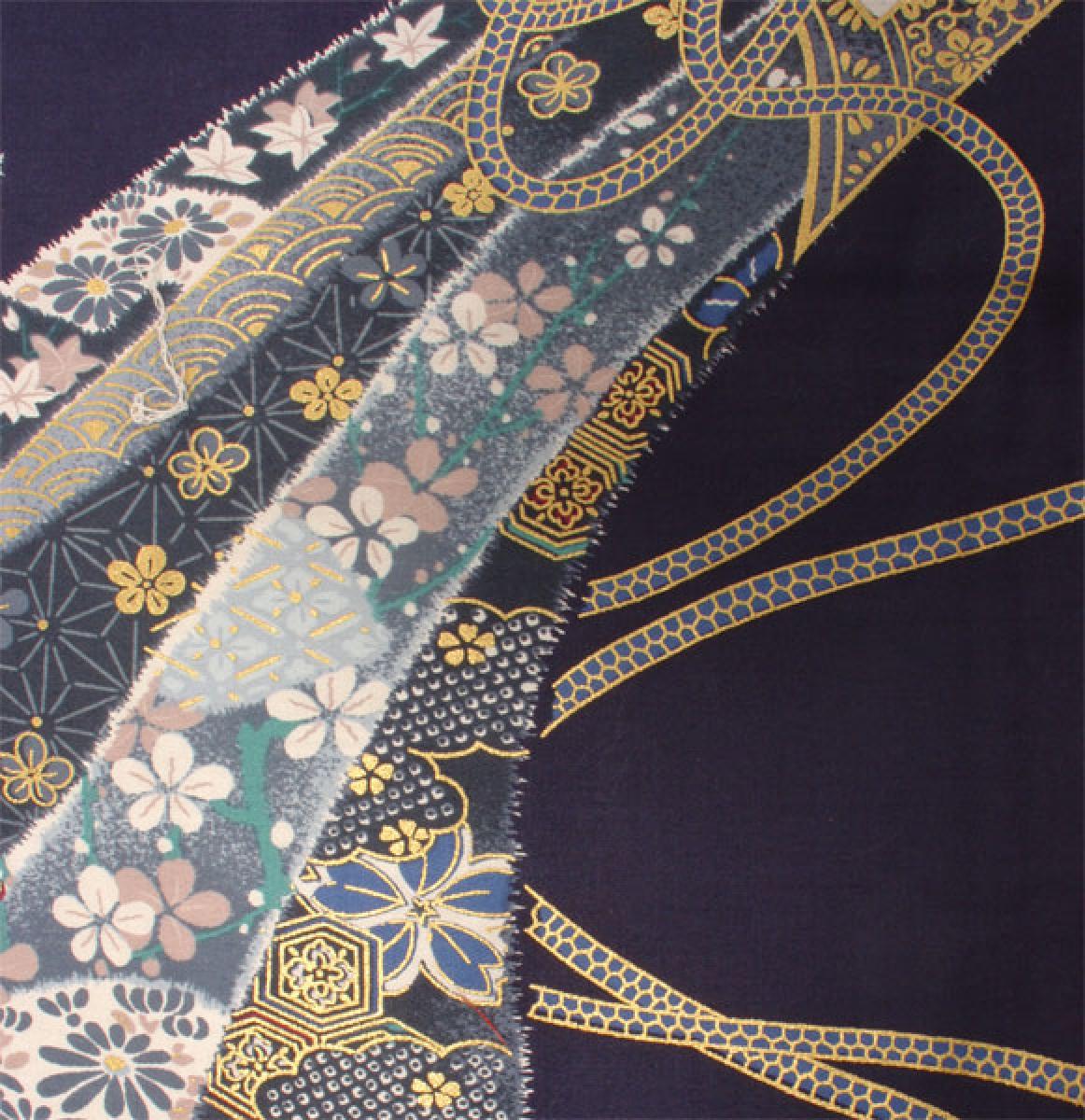 Damen Kimono Ribbon (Schleifenband) dunkelblau