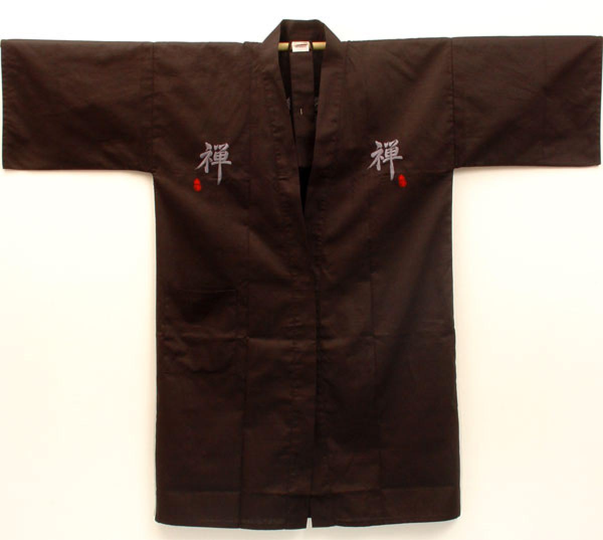 Kimono Bademantel ZEN schwarz, kurz