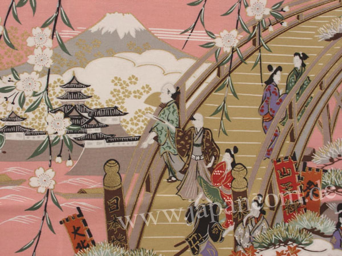 Damen Kimono Ukiyoe pink
