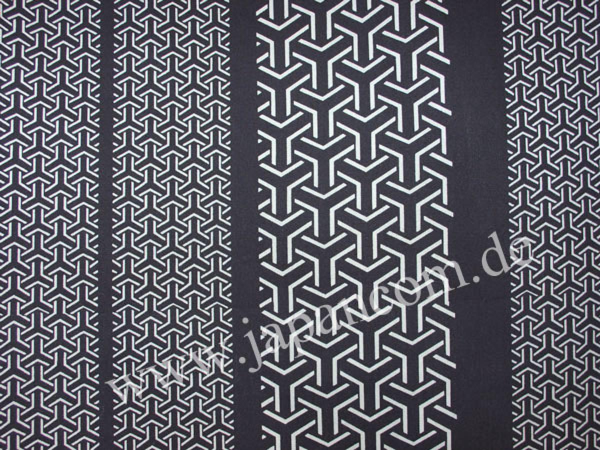 Yukata Kimono Japanisches Muster grau-schwarz XXL gefüttert