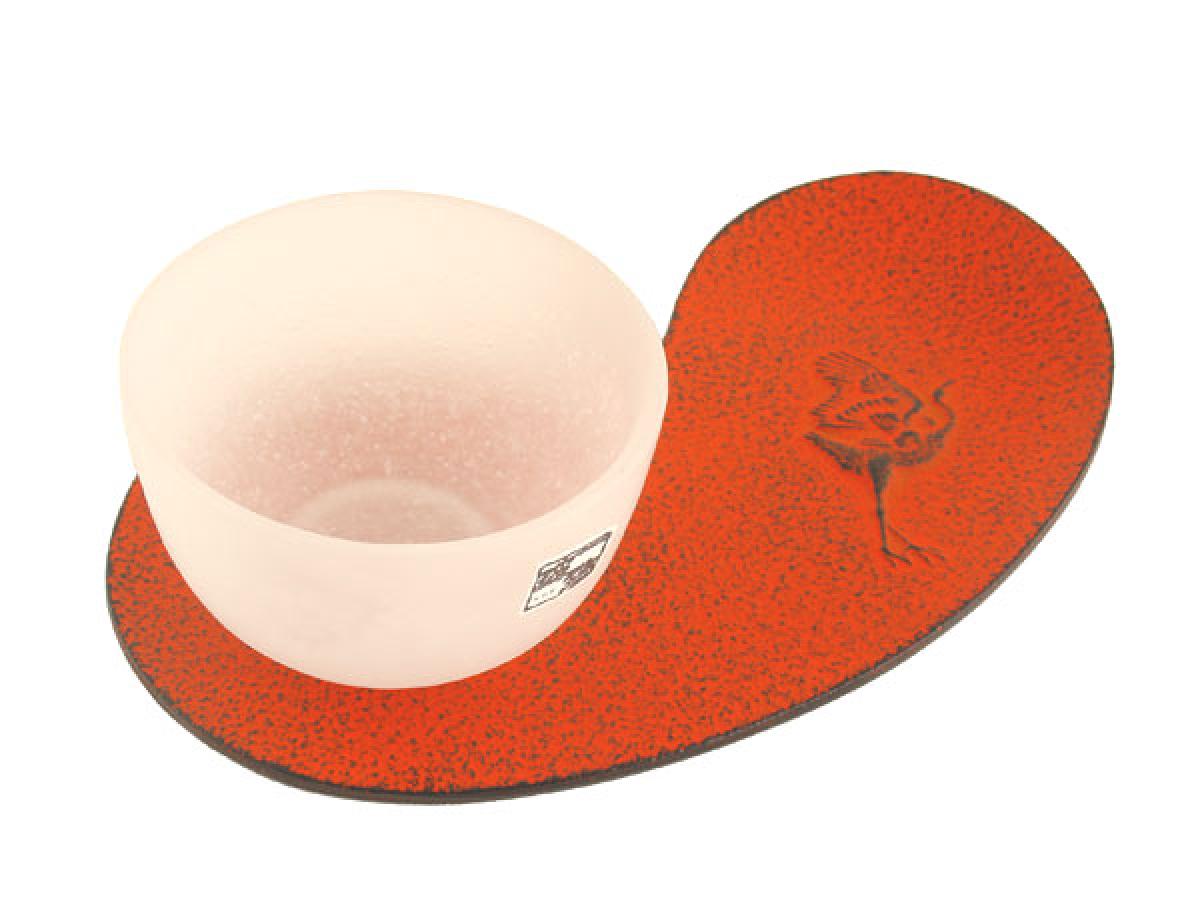 Untertasse Kranich Gußeisen orangerot