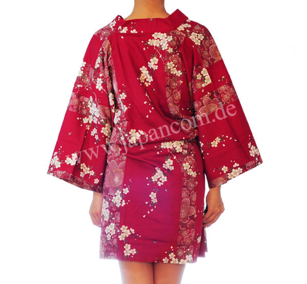 Kimono Sakura (Kirschblüten) rot, kurz, Happi