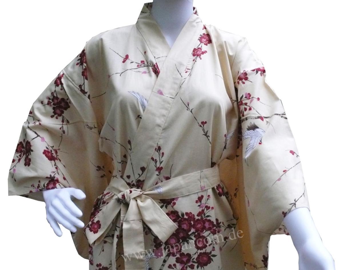 Kimono Cherry Blossom (Kirschblüte) beige, lang