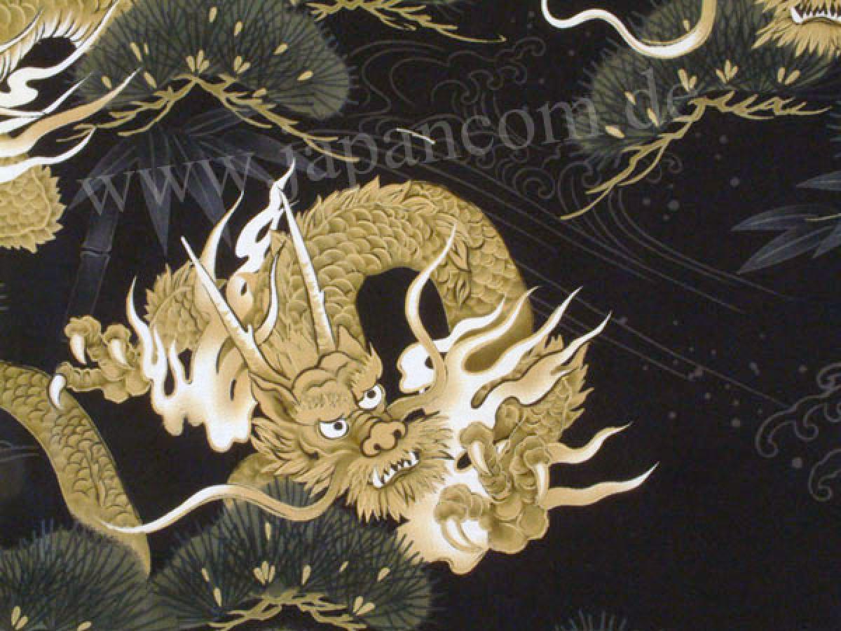Herren Kimono Drachen Kiefer schwarz 142cm