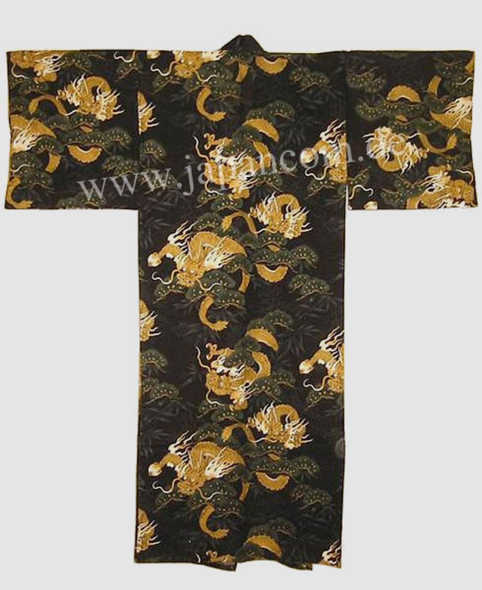 Herren Kimono Drachen Kiefer schwarz 142cm