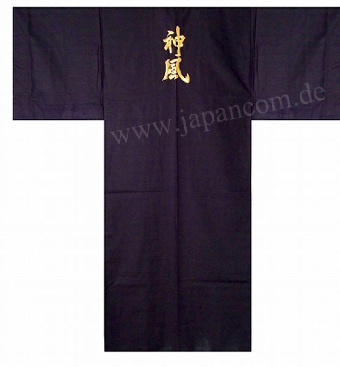 Kimono mit Stickerei Göttlicher Wind schwarz