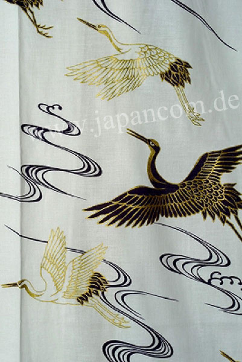 Damen Yukata Golden Cranes weiß