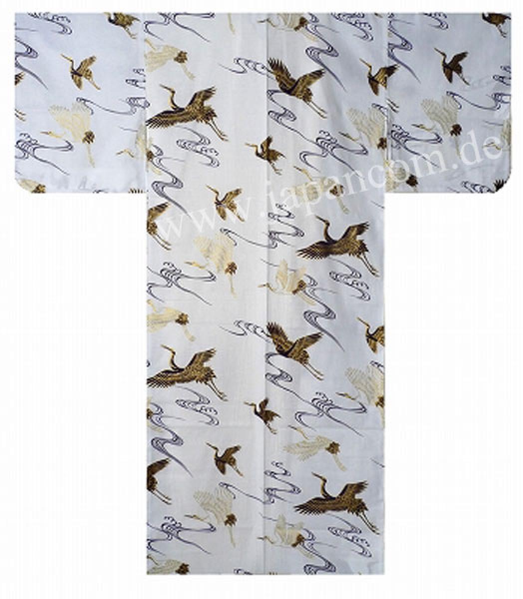 Damen Yukata Golden Cranes weiß