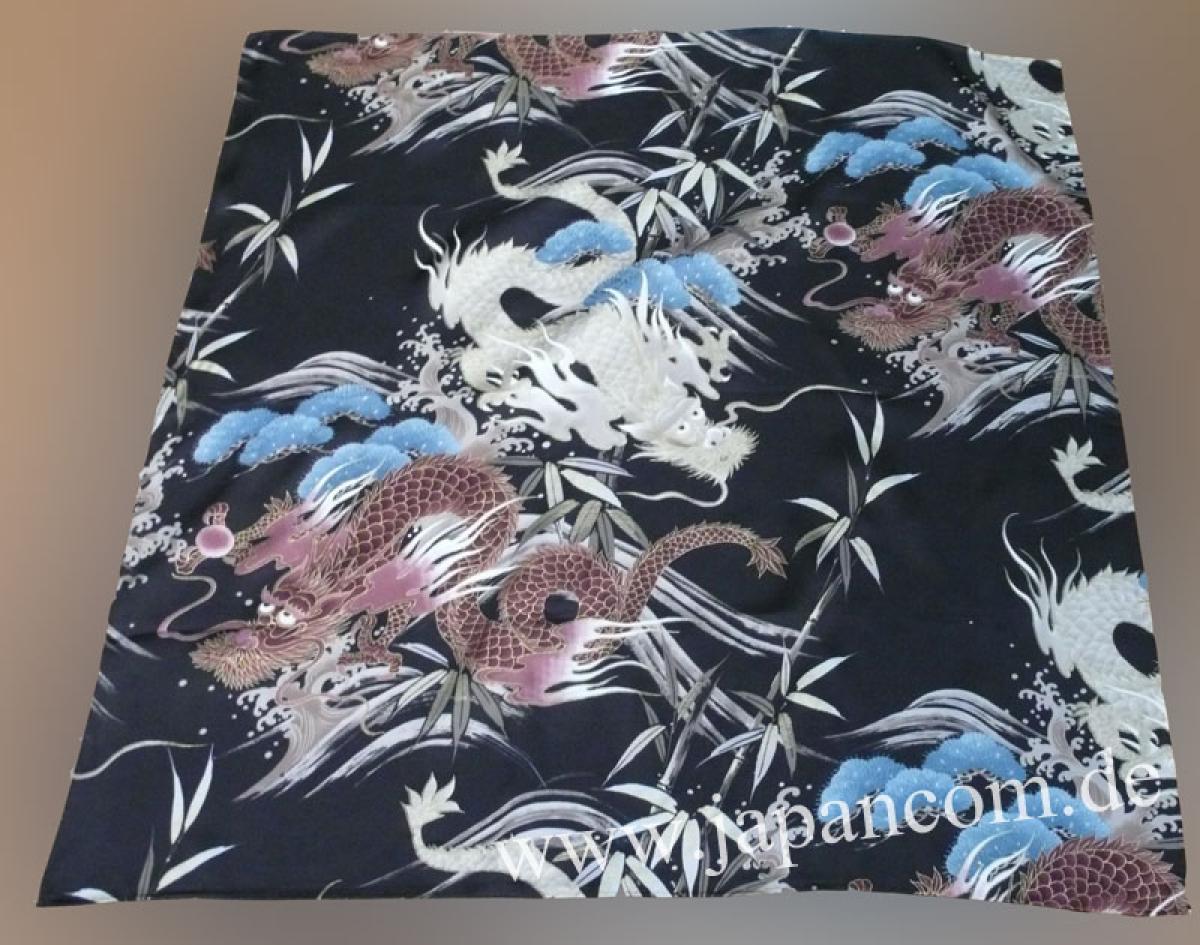 Seiden Tuch Drachen 78x78cm blau