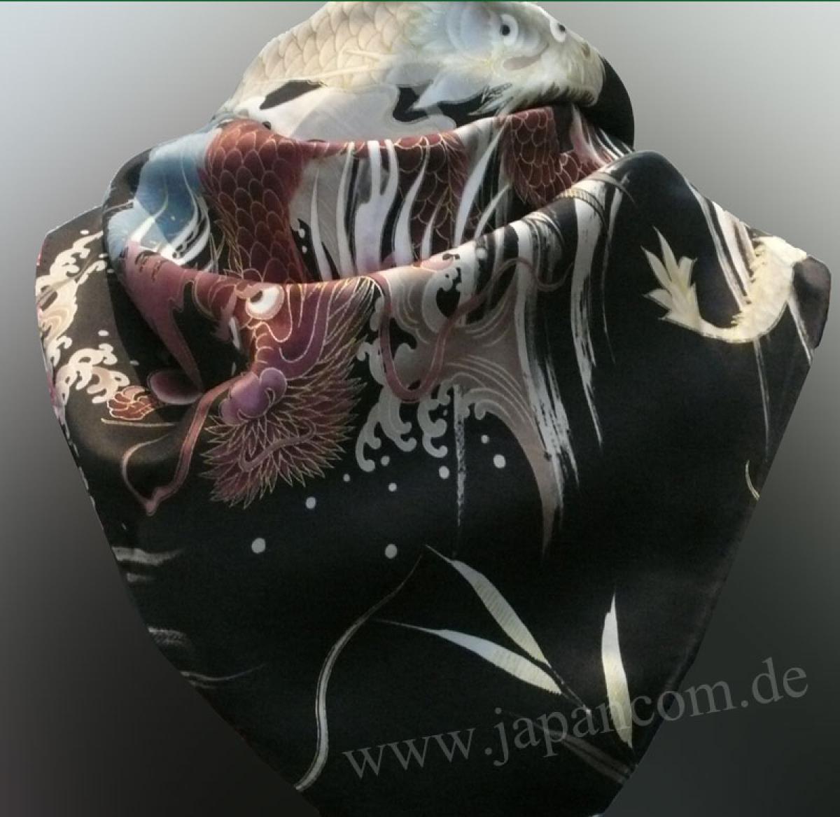 Seiden Tuch Drachen 78x78cm blau