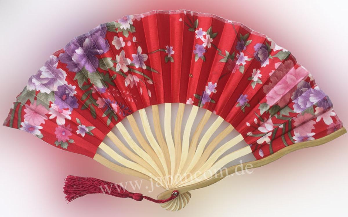Gebogener Fächer Kirschblüten rot 21cm