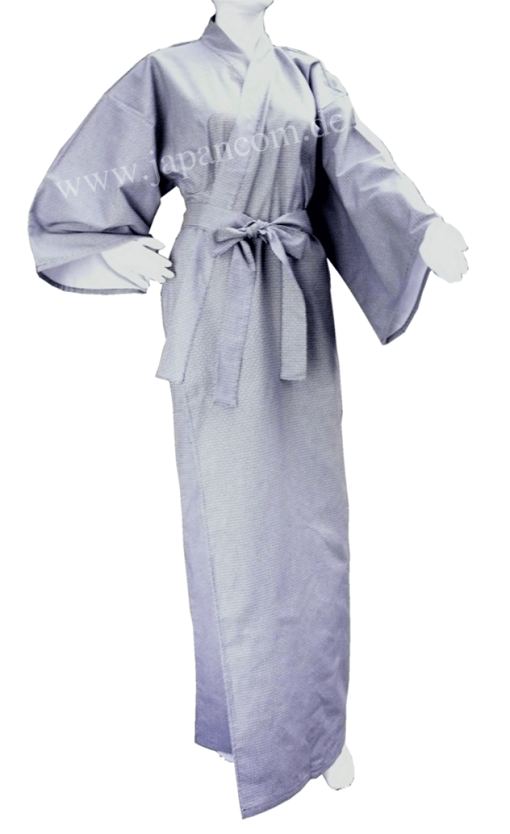 Bademantel Kimono Kogara 150 cm gefüttert blau