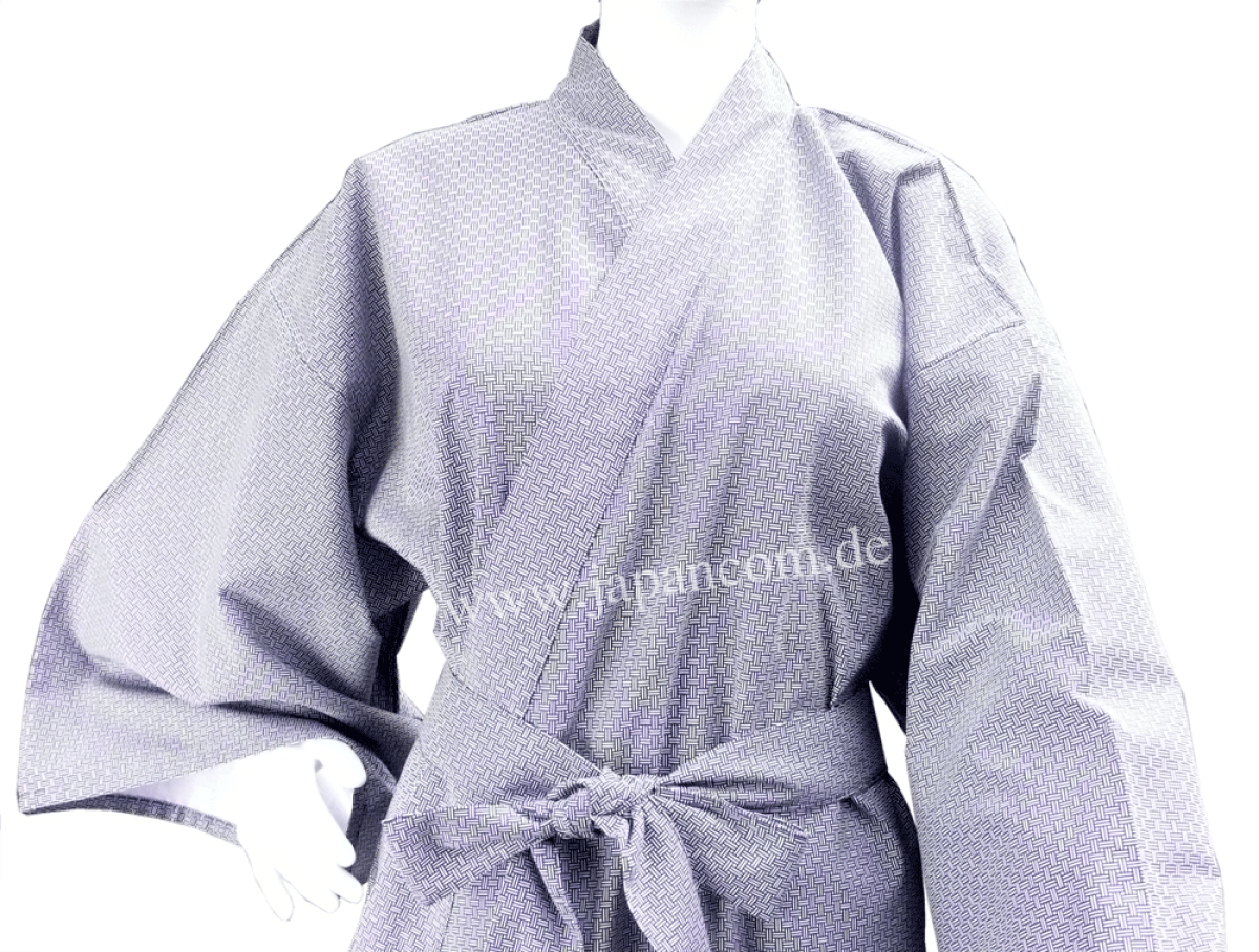 Bademantel Kimono Kogara 142 cm gefüttert blau