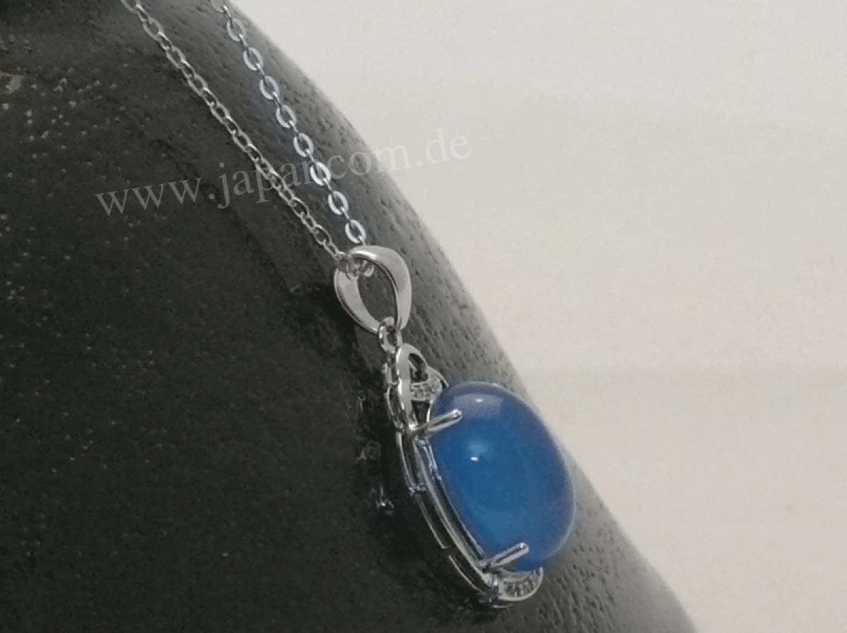 Silberkette mit blauem Calcedon Anhänger
