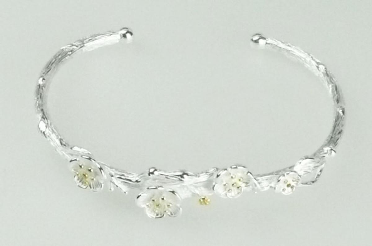 Silberarmreif Kirschblüten silber-gold