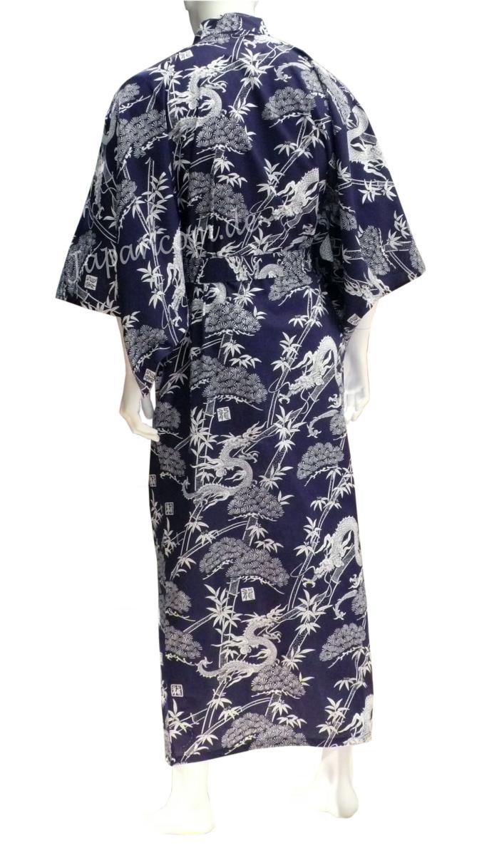 Knöchellanger Herren Yukata Kimono aus Baumwolle in 142 cm und 150 cm