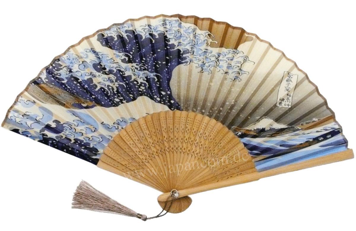 Fächer Kanagawaoki, naturbraun, Seide