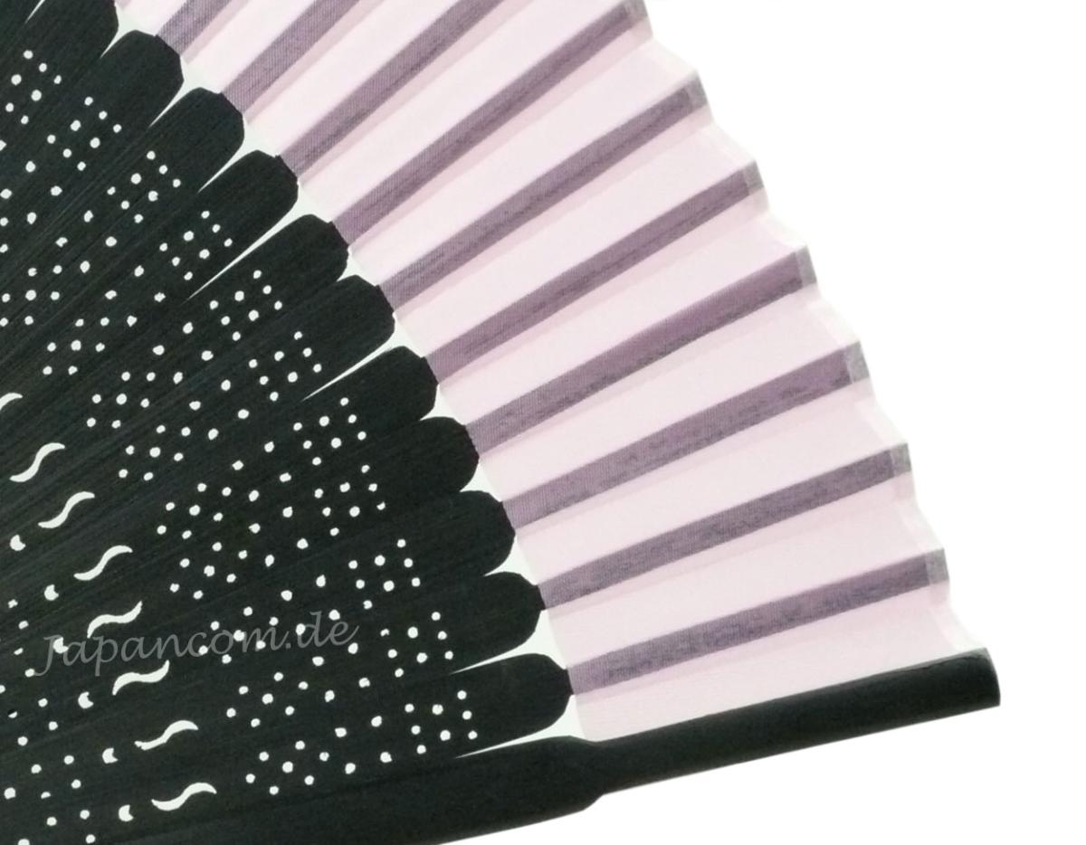 Fächer Sabi pink-schwarz Seide 21cm