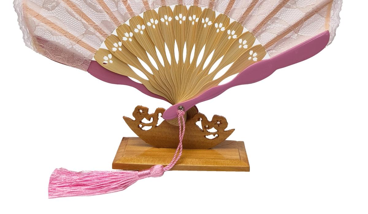Fächer Muschelform mit Spitze pink