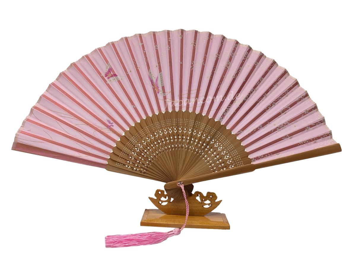 Fächer Schmetterlinge unter Kirschblüten pink Seide
