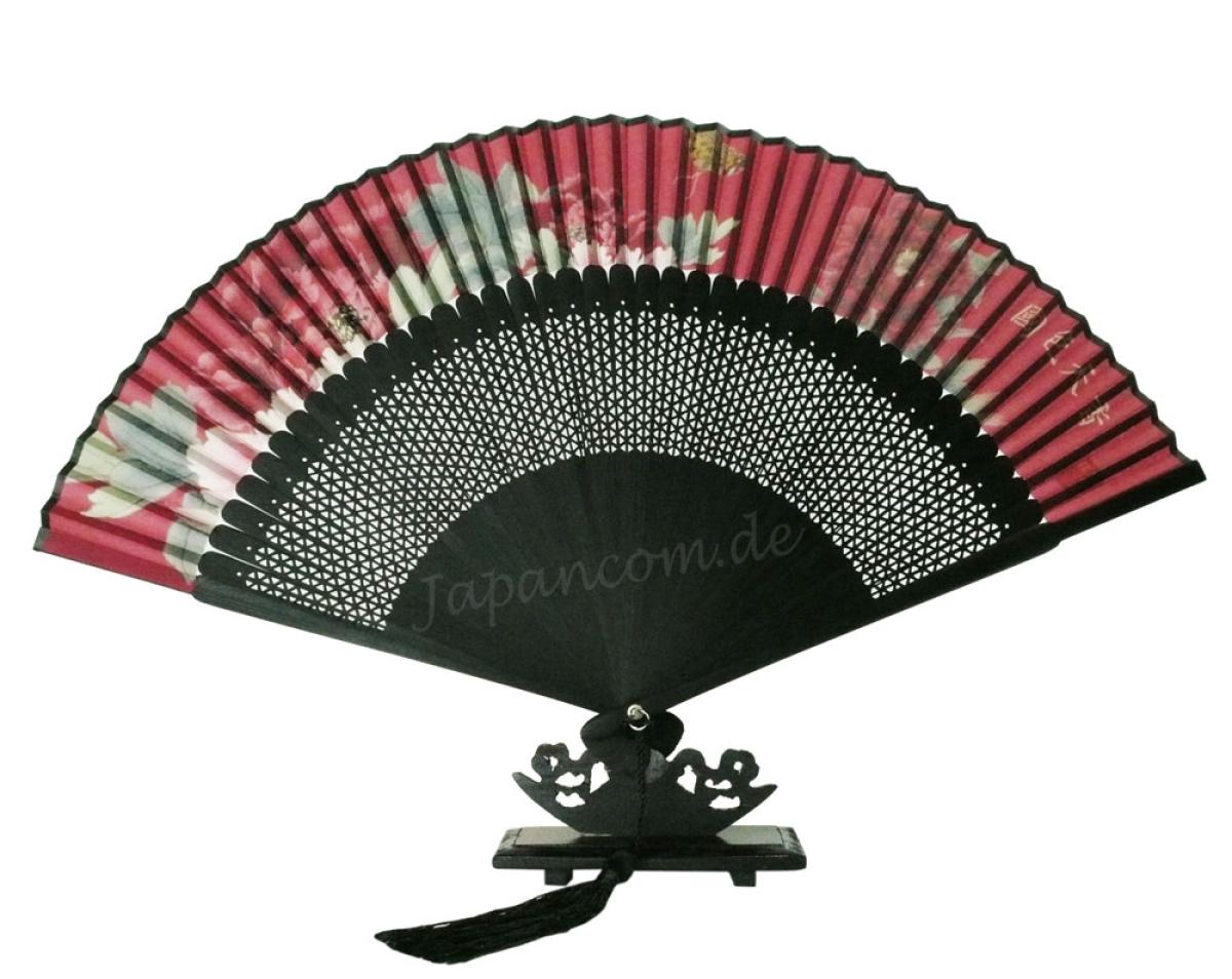 Fächer Päonie schwarz 21 cm