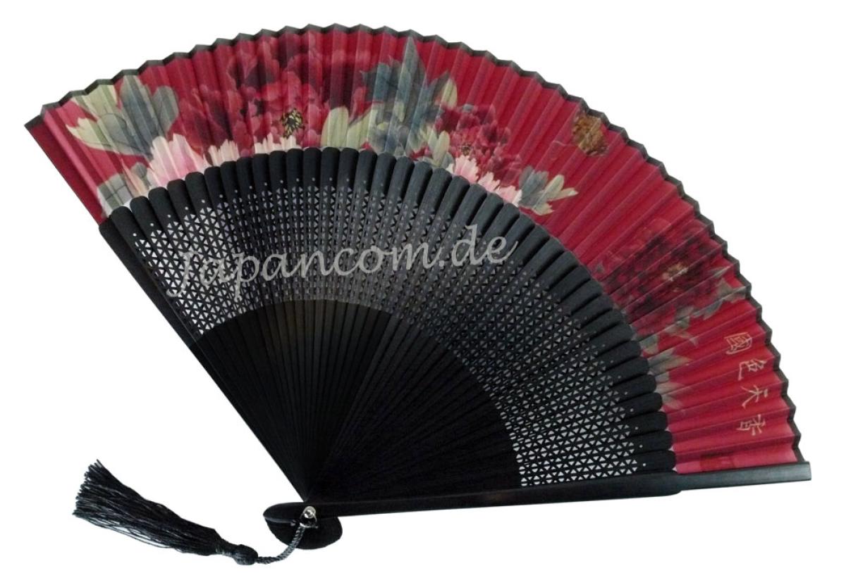 Fächer Päonie schwarz 21 cm